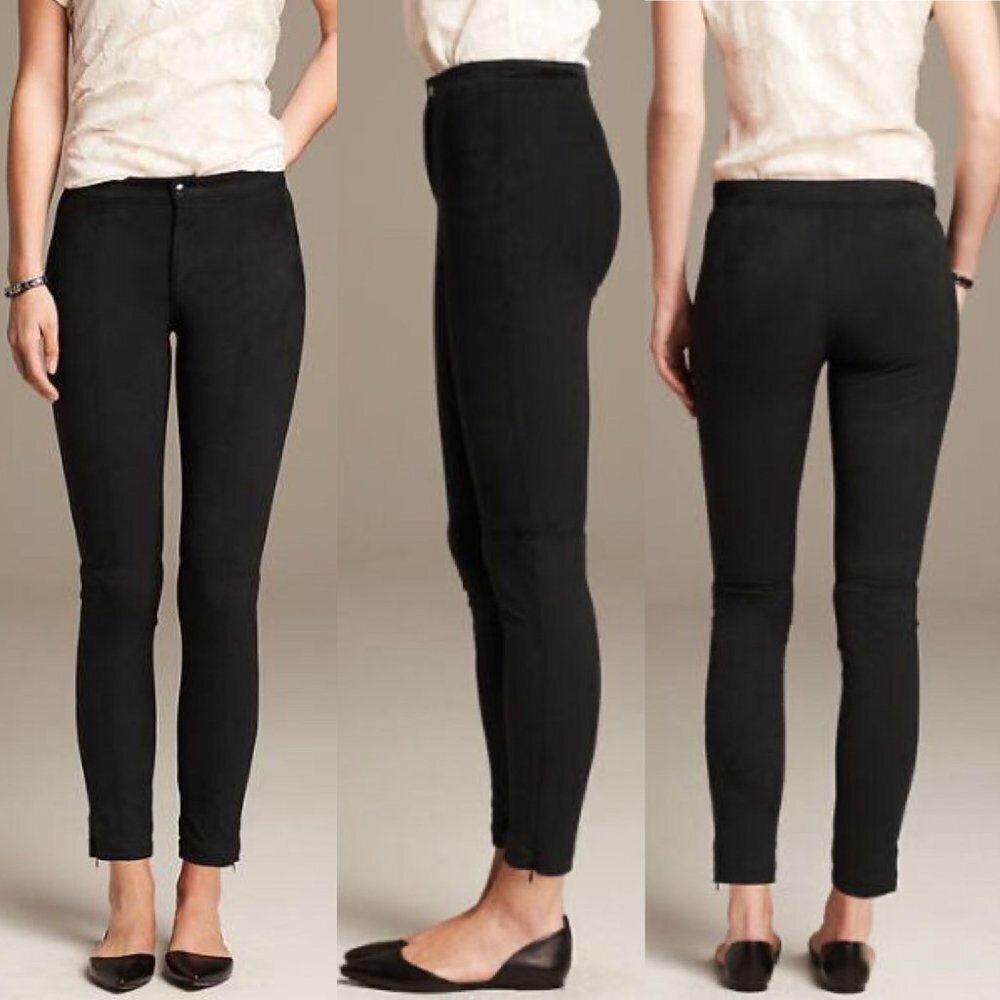 Banana Republic Black Ankle Pants Faux Suede Limited Edition Size 2